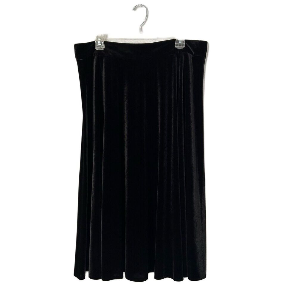 Alex Marie Skirt Women 16 Black Clarisa Velvet Stretch Midi Classic Cocktail NWT